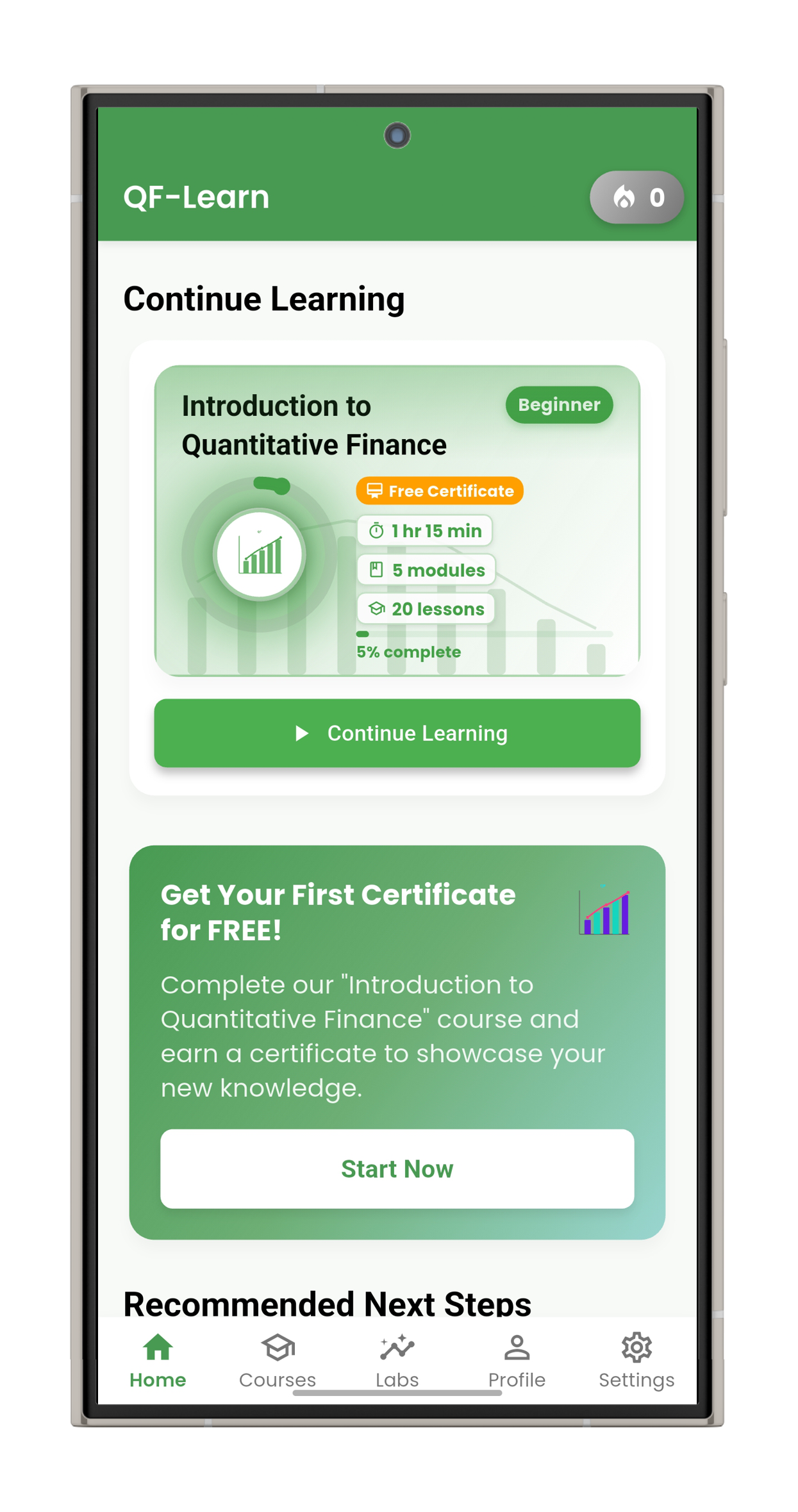 QF-Learn dashboard