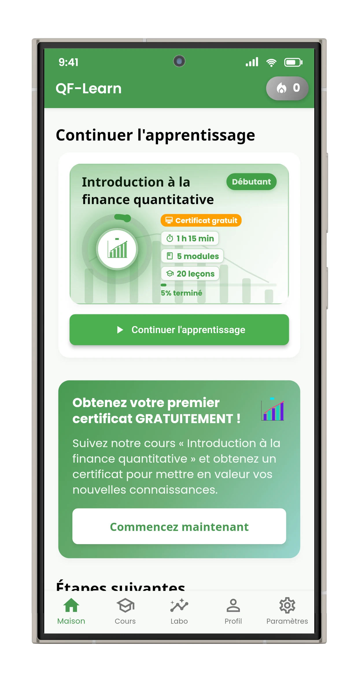 Tableau de bord QF-Learn