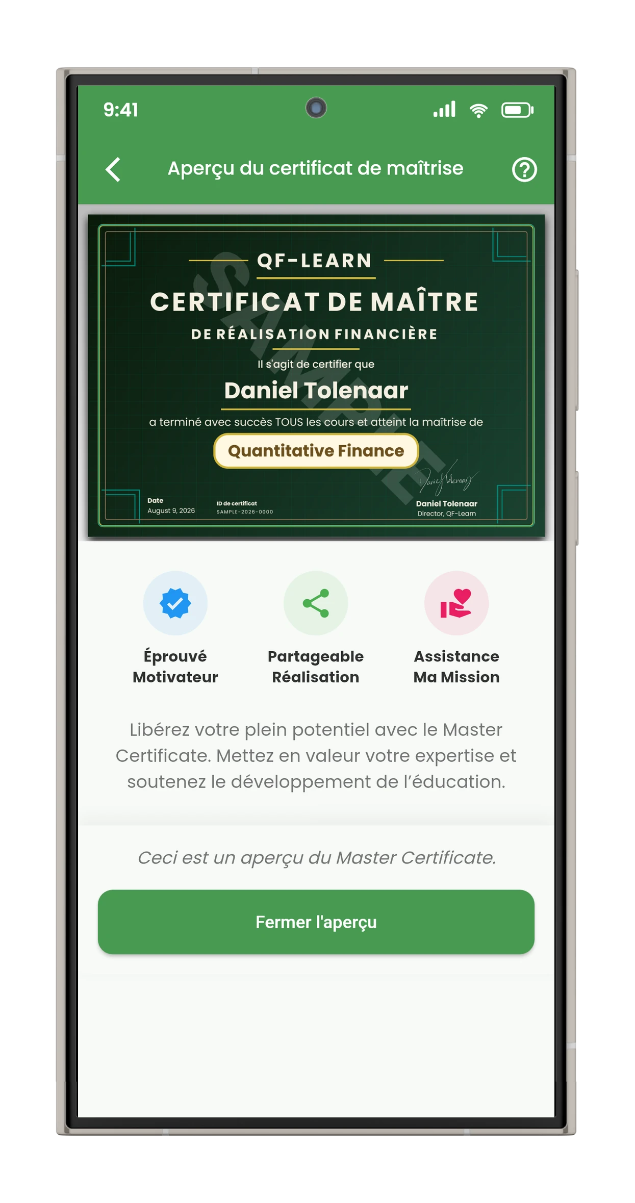 Certificat Master