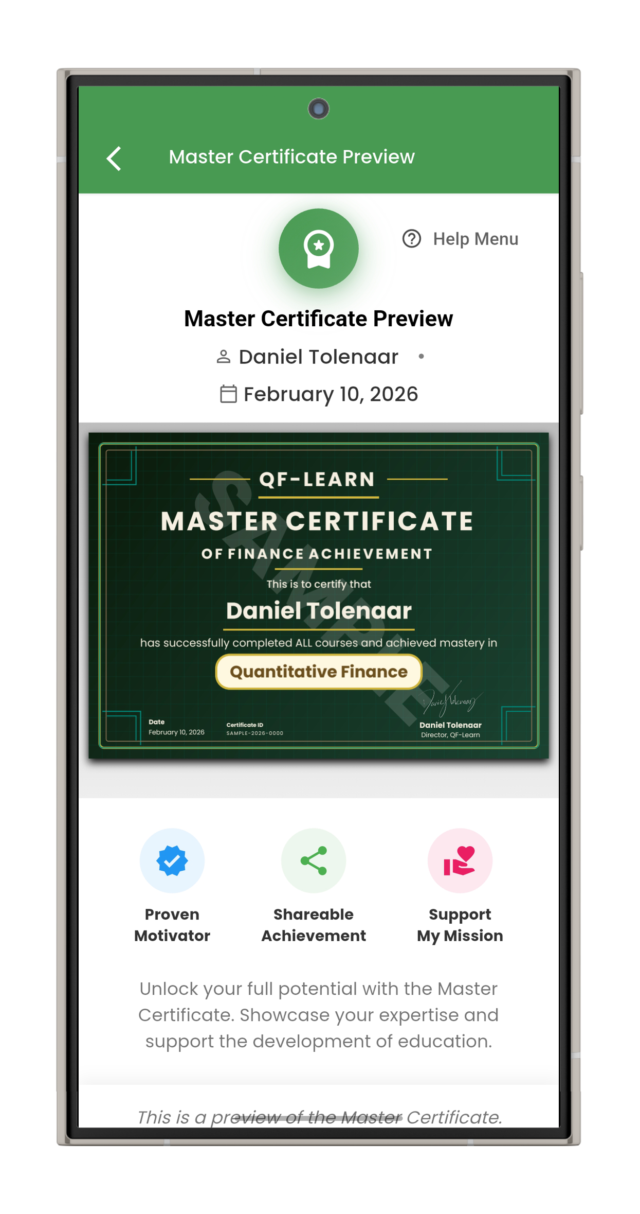 Master Certificate